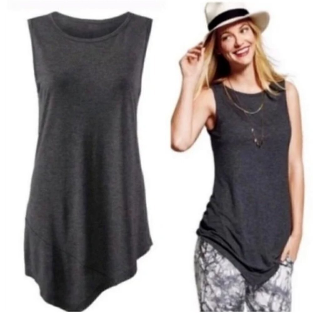 Cabi #5070 Asymmetrical Tunic Tank Top in Charcoal Sz S #67N
